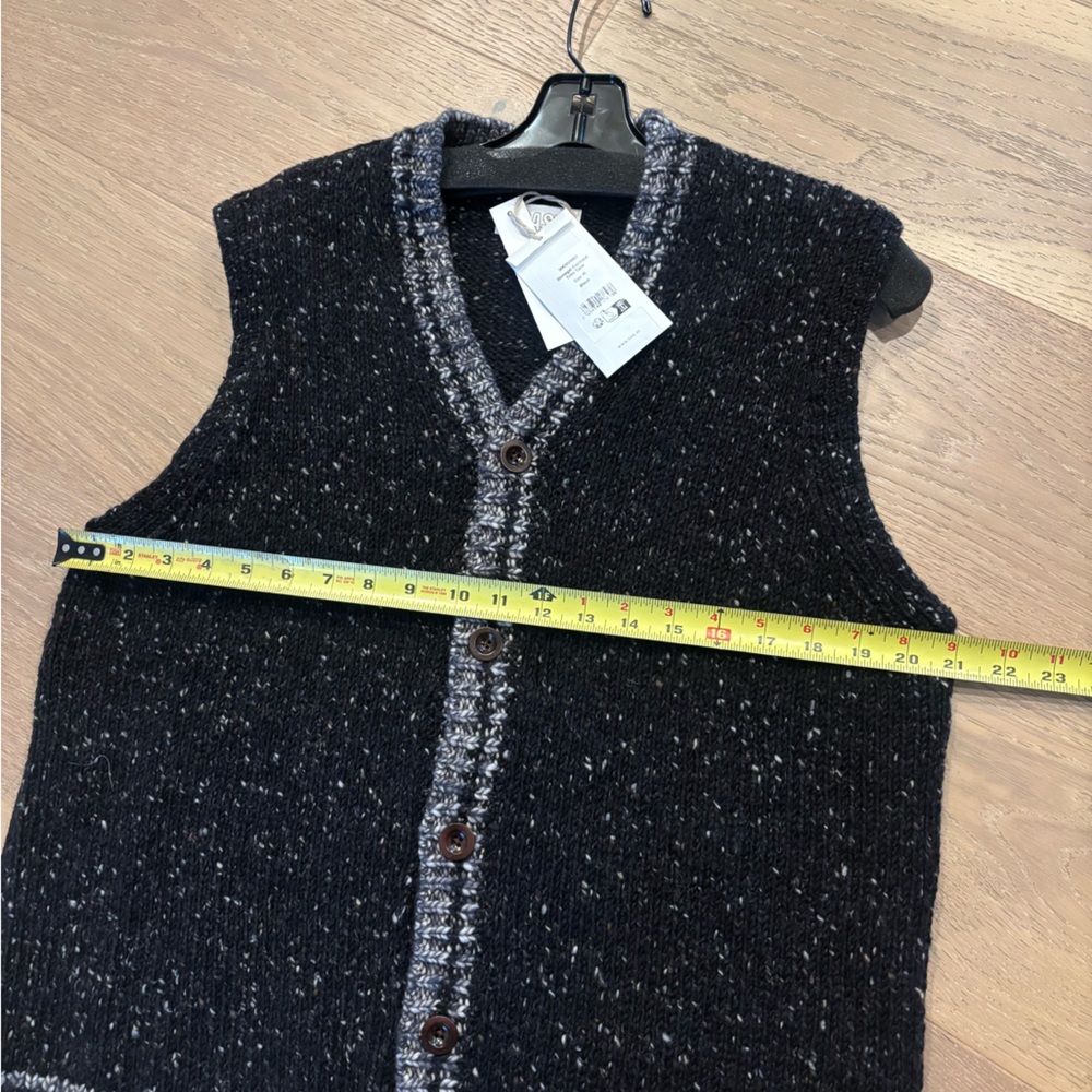 TOAST Donegal Wool Tank Top Vest Jumper Black Grey Marl Button Cardigan Med NWT - Picture 7 of 8